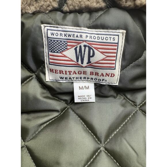 WP WEATHERPROOF Men's Workwear Vest Size Medium Olive Green Quilted Sherpa - Picture 8 of 9